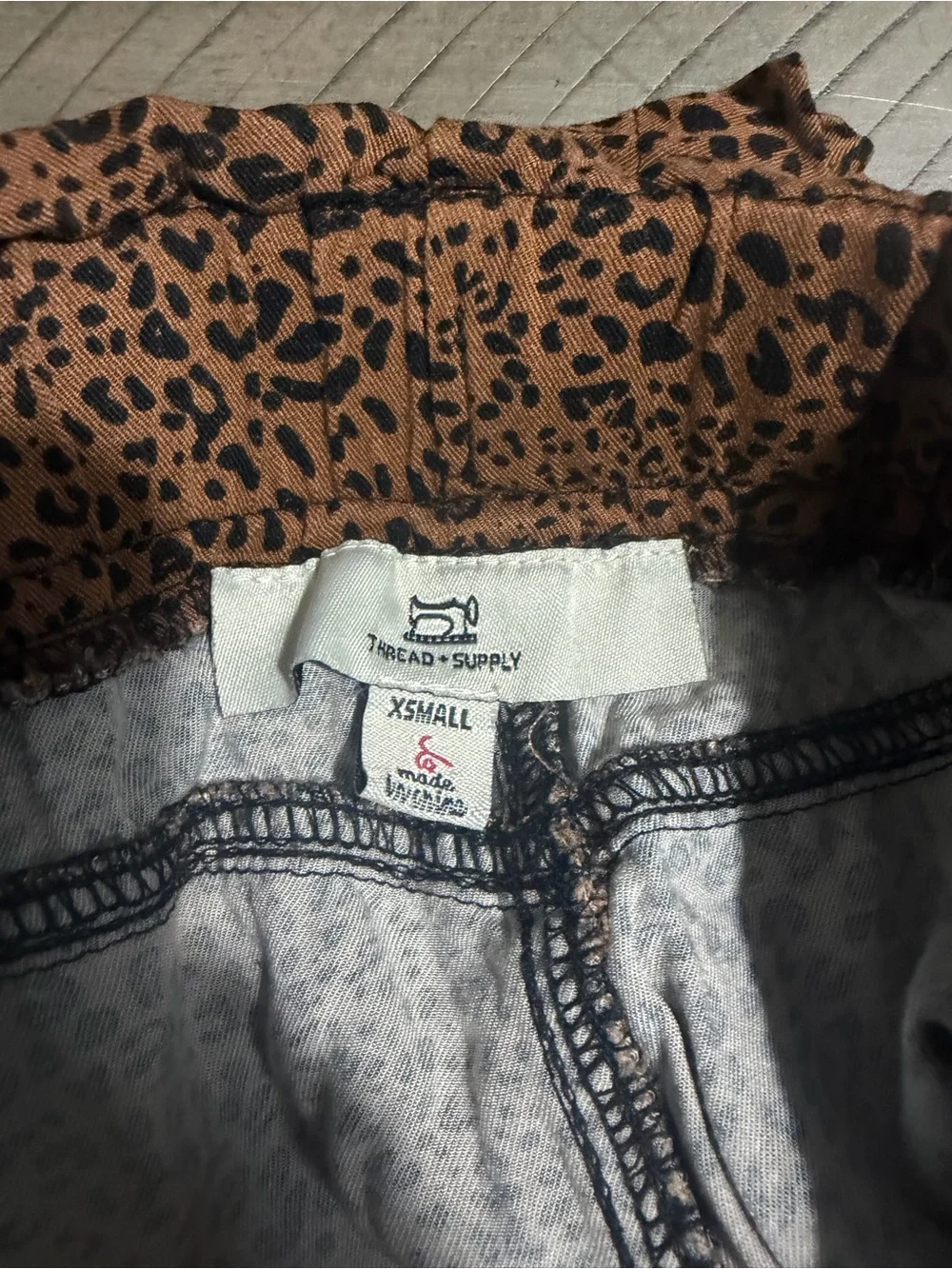 Thread & Supply Brown and Black Animal Print High-Waist Tie Shorts